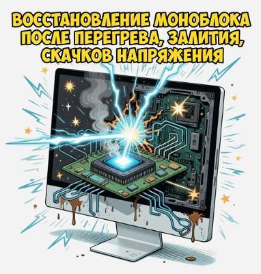 Восстановление моноблока после перегрева, залития, скачков напряжения