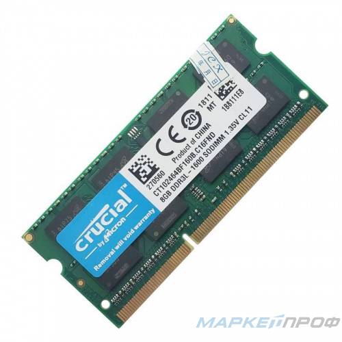 Оперативная память DDR3L 8Gb 1600Mhz Crucial CT102464BF160B.C16FND (Б/У)